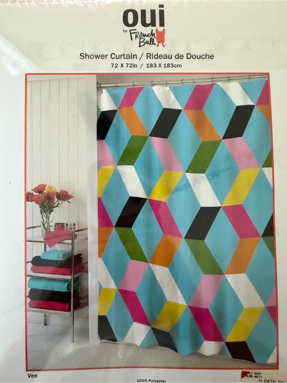 Colorful Geometric Shower Curtain - Turquoise Multi